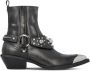 Pinko Studded Zwart Leren Cuban Hak Laarzen Black Dames - Thumbnail 1