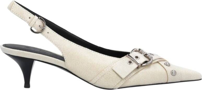 Pinko Studded leren slingback hakken met hartgesp Gray Dames