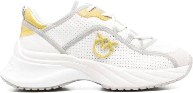 pinko Witte en gele sneakers voor vrouwen White Dames