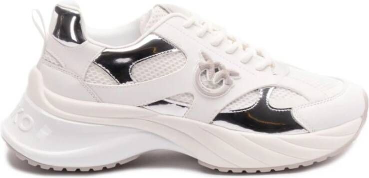 Pinko Witte en Zilveren Sneakers voor Vrouwen White Dames