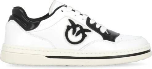 Pinko Witte Leren Sneakers Love Birds Logo White Dames