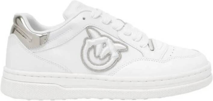 Pinko Witte Leren Sneakers met Love Birds Logo White Dames