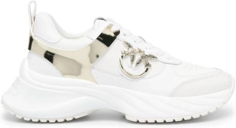 pinko Witte Leren Sneakers met Love Birds White Dames