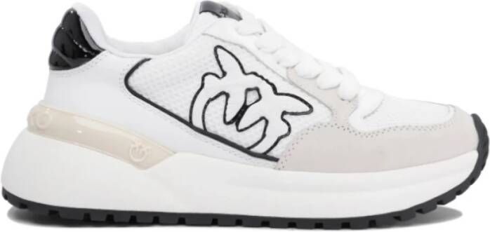 pinko Witte Mesh Leren Sneakers Love Birds White Dames