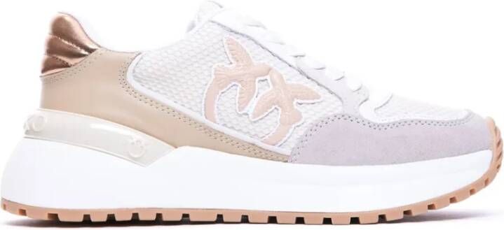 Pinko Witte Suède en Mesh Sneakers White Dames