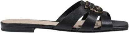 pinko Zwarte Leren Sandalen Collectie Lente Zomer Black Dames