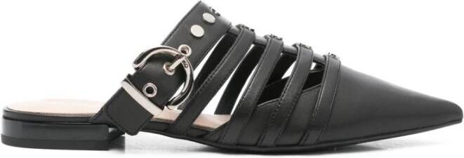 Pinko Zwarte Leren Sandalen Verhogen Stijl Black Dames