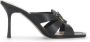 Pinko Zwarte leren slippers met Love Birds Black Dames - Thumbnail 1