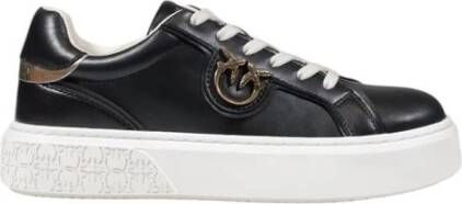 pinko Zwarte leren sneaker lente zomer collectie Black Dames