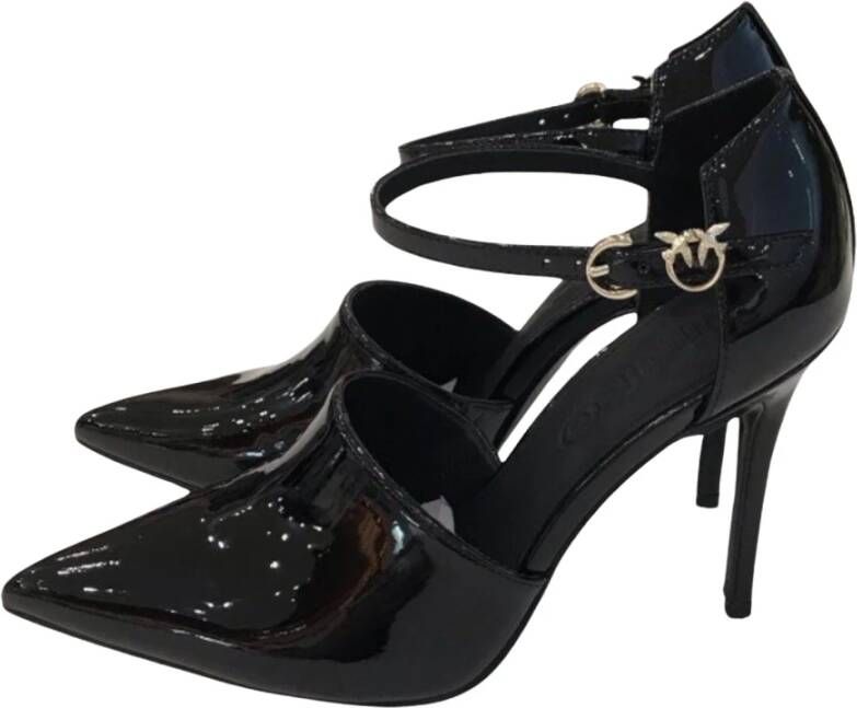 Pinko Zwarte platte schoenen met enkelband Black Dames