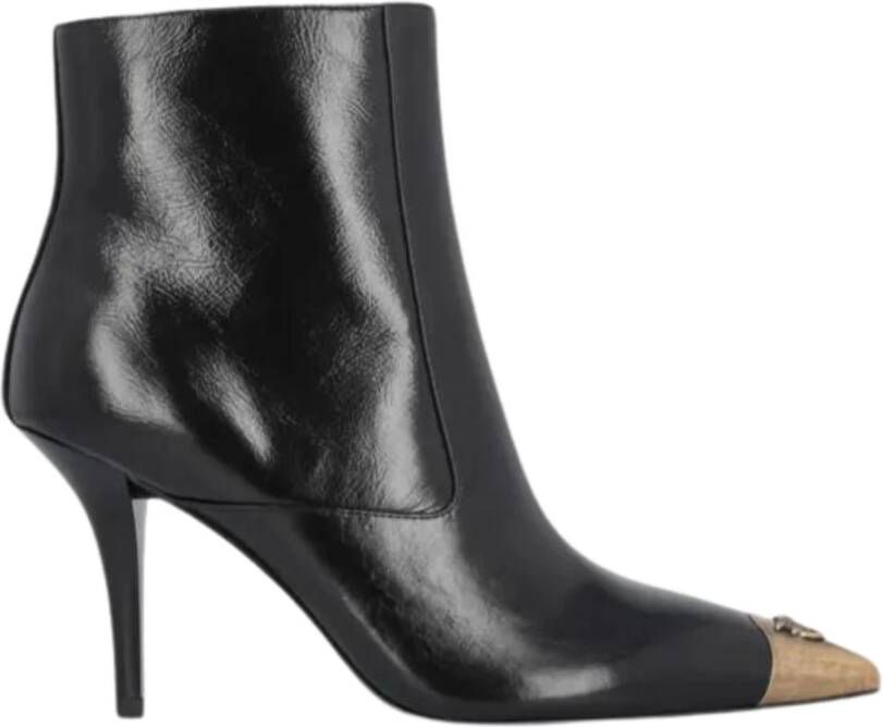 Pinko Zwarte platte schoenen met metalen neus Black Dames