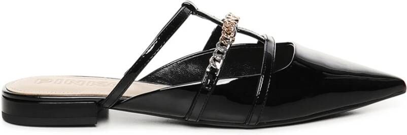 Pinko Zwarte Sandalen van Lakleer met Ketting Black Dames