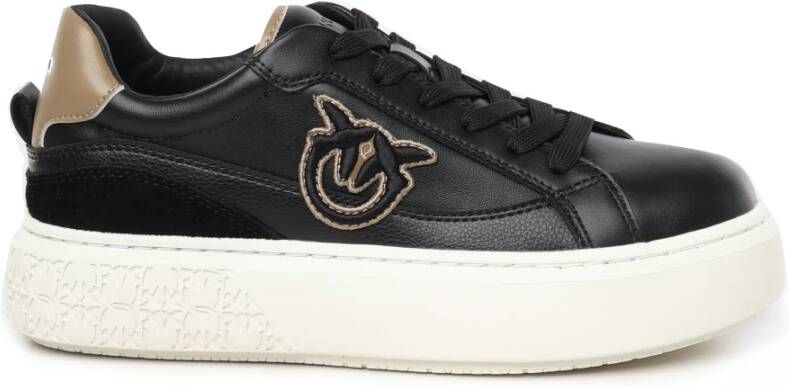 Pinko Zwarte Sneakers met Love Birds Logo Black Dames