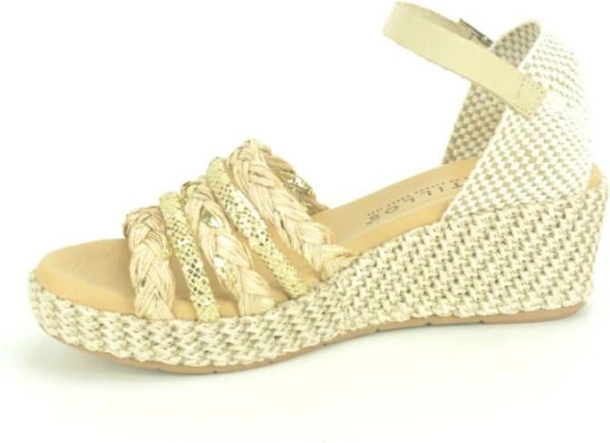 Pitillos Beige+Raffia Sand. AG. koordZ. Beige Dames