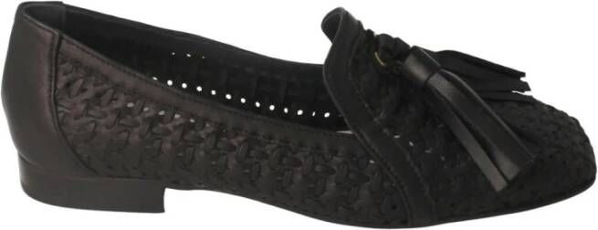 Poesie Veneziane Zwarte Leren Geweven Loafers Black Dames