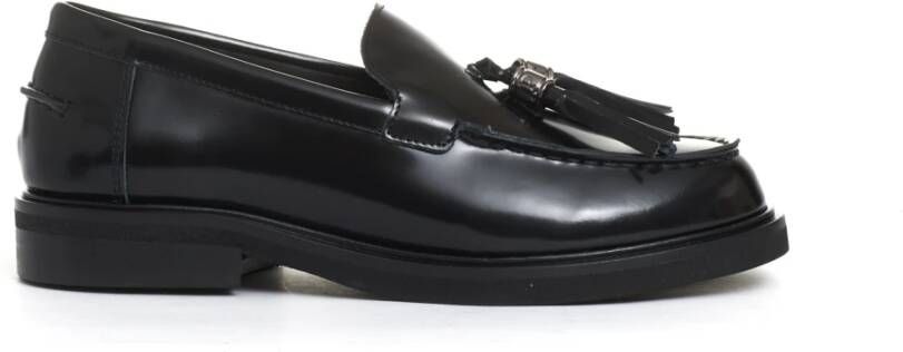 Poesie Veneziane Zwarte leren loafer met kwastjes Black Dames