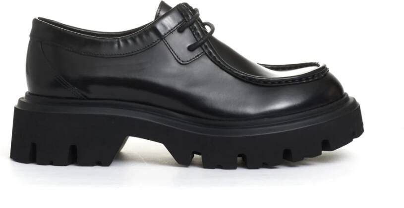 Poesie Veneziane Zwarte Leren Noorse Stijl Schoenen Black Dames