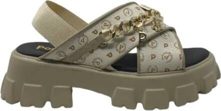 Pollini Trendy en comfortabele platte sandalen voor vrouwen Beige Dames