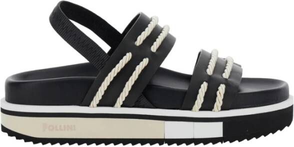 Pollini Zwarte leren sandalen met elastische band Black Dames