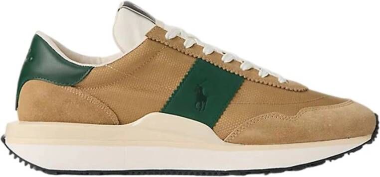 Polo Ralph Lauren Beige Sportieve Leren Sneakers Beige Heren