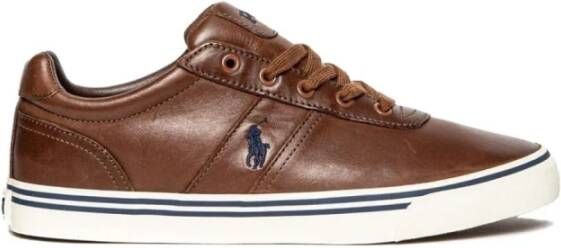 Polo Ralph Lauren Kameelkleurige Leren Sneakers voor Heren Brown Heren