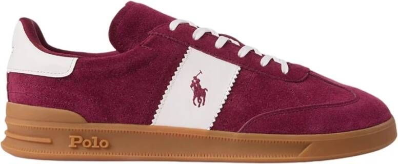 Polo Ralph Lauren Sportieve Bordeauxrode Suède Heren Sneakers Red Heren