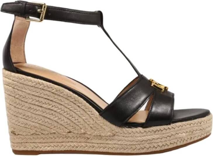 Polo Ralph Lauren Dames Sleehak Leren Sandalen Black Dames