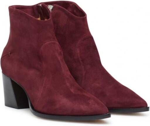 Pomme D'or Stijlvolle Bordeaux Suede Enkellaarzen Brown Dames