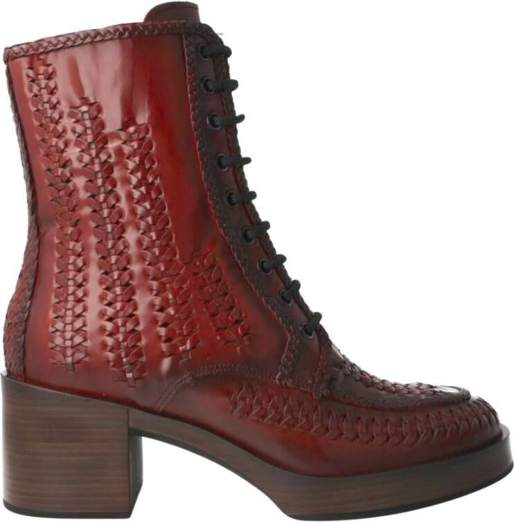 Pons Quintana Bordeaux Veterschoenen Dames Enkellaarsjes Red Dames