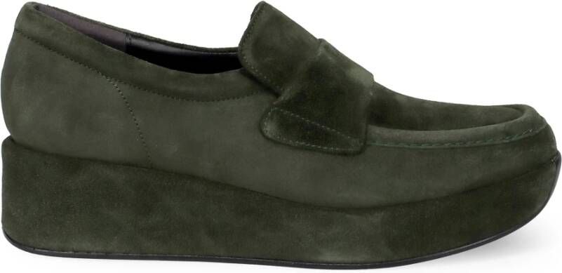 Pons Quintana Bosgroene Mocassin-Stijl Platte Schoenen Green Dames