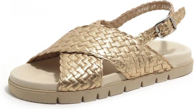 Pons Quintana Caiman Rame Platte Sandalen voor Dames Beige Dames