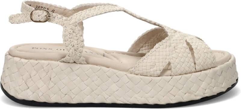 Pons Quintana Gevlochten leren platform sandalen Beige Dames