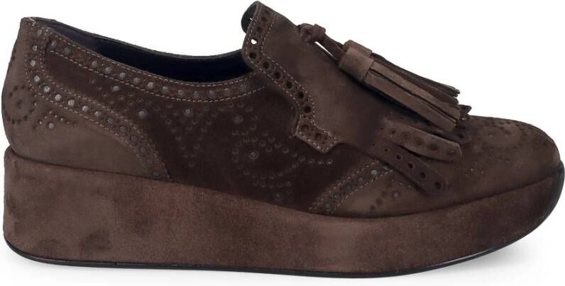 Pons Quintana Suède Mocassin met Franje Detail Brown Dames