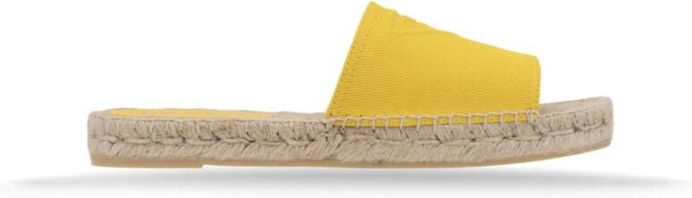 Prada Canvas Slip-On Espadrilles met leren patch Yellow Dames