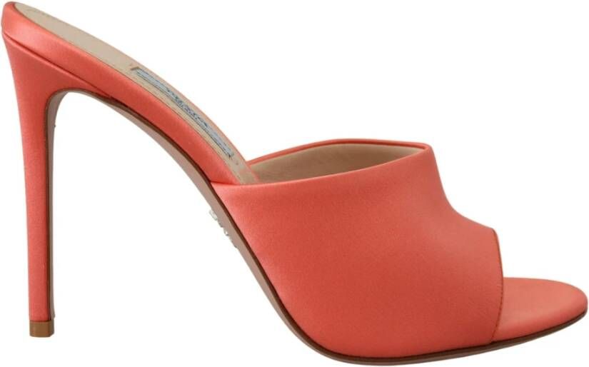 Prada Coral Calzature Leren Stiletto`s Hakken Sandalen Schoenen Orange Dames