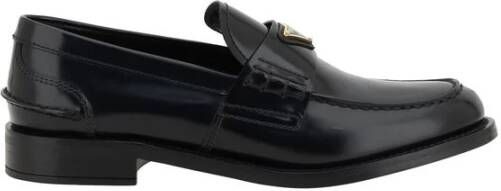 Prada Elegante leren loafers met iconische details Black Dames