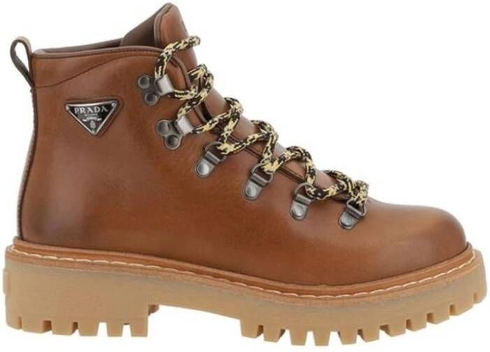 Prada Enkellaarsjes met rubberen zool Brown Dames