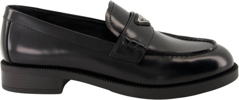 Prada Geborsteld leren loafers Black Dames