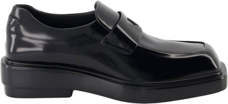 Prada Geborsteld leren loafers voor dames Black Dames