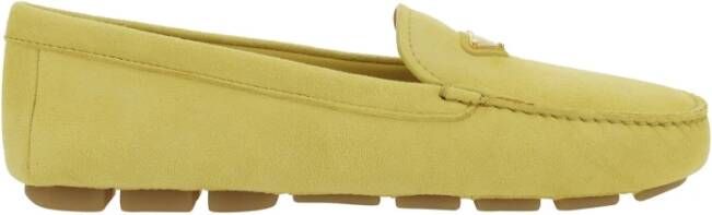 Prada Leren Logo Loafers Vrouwen Italië Yellow Dames