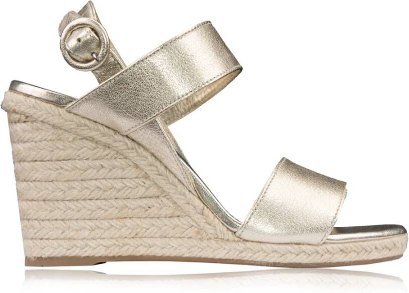 Prada Gouden Leren Espadrilles Sandalen met Gesp Yellow Dames