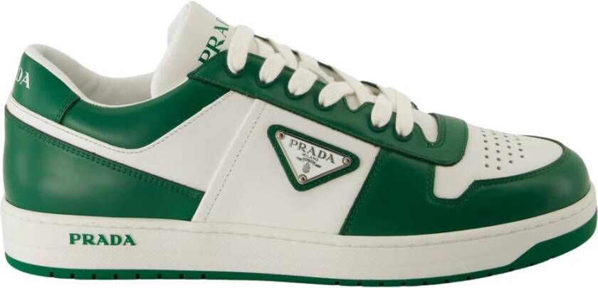 Prada Groen en wit lederen Baskets Downtown Green Heren