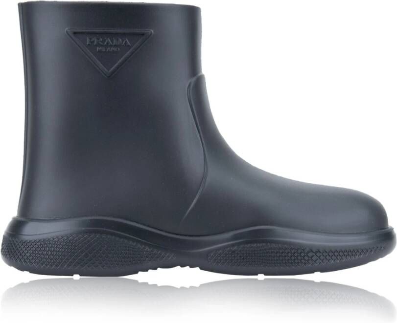 Prada Zwarte Mellow Regenlaarzen Nieuw Black Heren