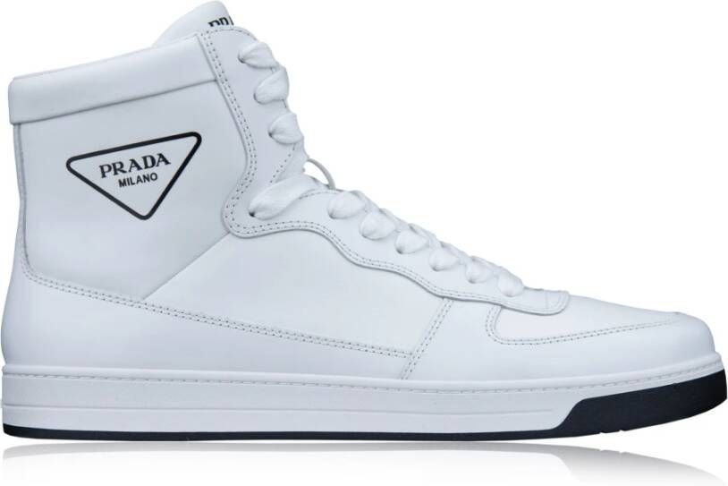 Prada Heren Veterschoenen Hoge Sneakers White Heren