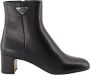 Prada Leren enkellaarzen met metalen logo Black Dames - Thumbnail 3