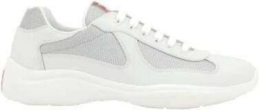 Prada Leren Mesh Sneakers White Heren