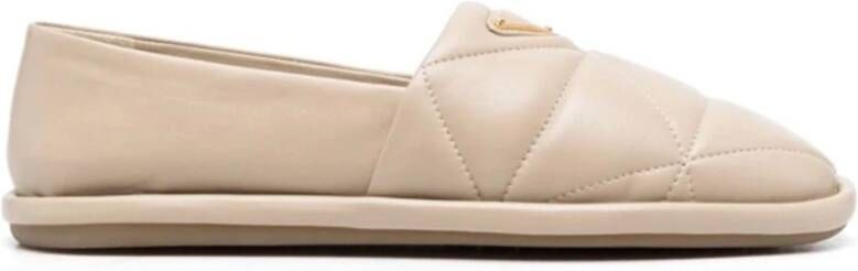 Prada Leren Platte Slip On Dames Schoenen Beige Dames