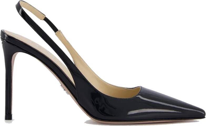 Prada Zwarte Leren Pumps met Puntige Neus Black Dames