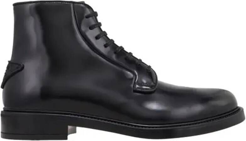 Prada Leren Veterschoenen voor Heren Black Heren