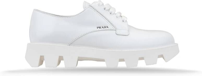 Prada Leren Vetersneakers voor Dames White Dames